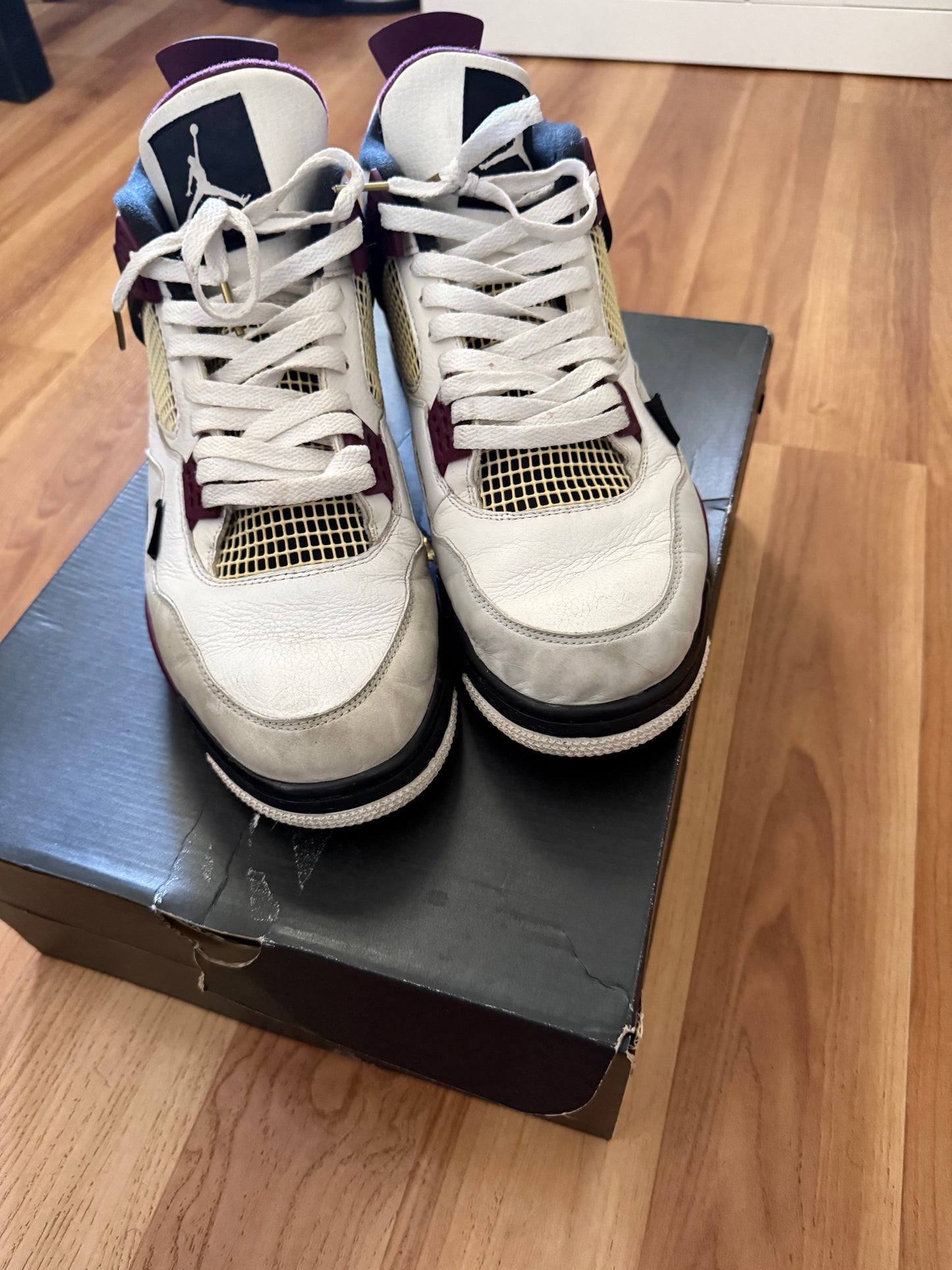 Jordan 4 Retro PSG Paris Saint-Germain White Purple Leather