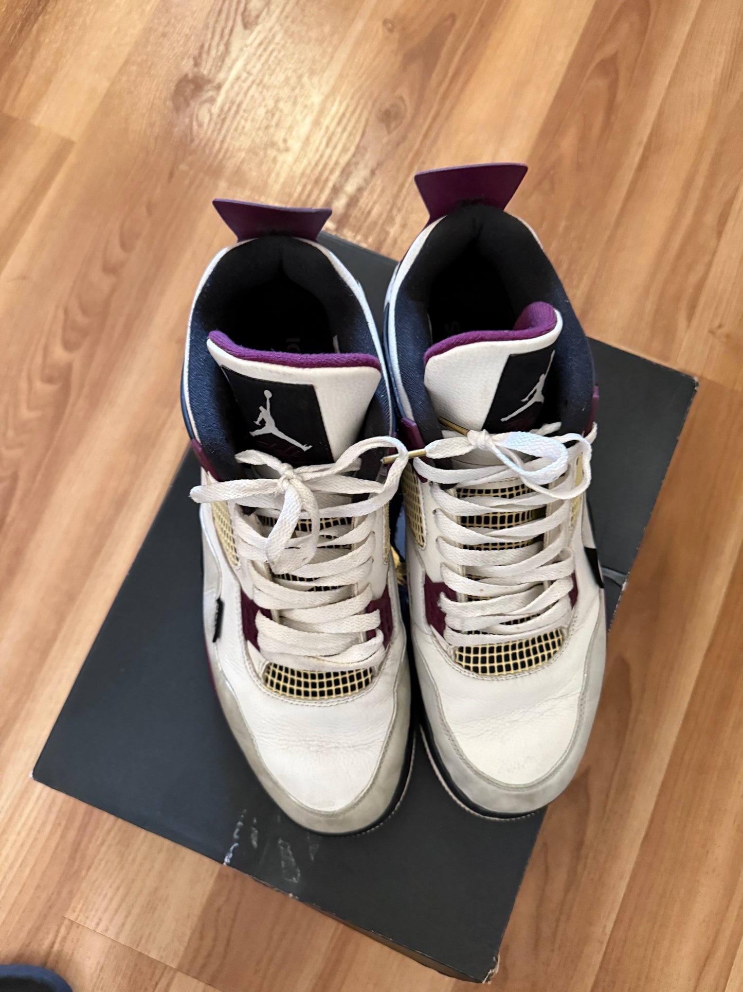 Jordan 4 Retro PSG Paris Saint-Germain White Purple Leather