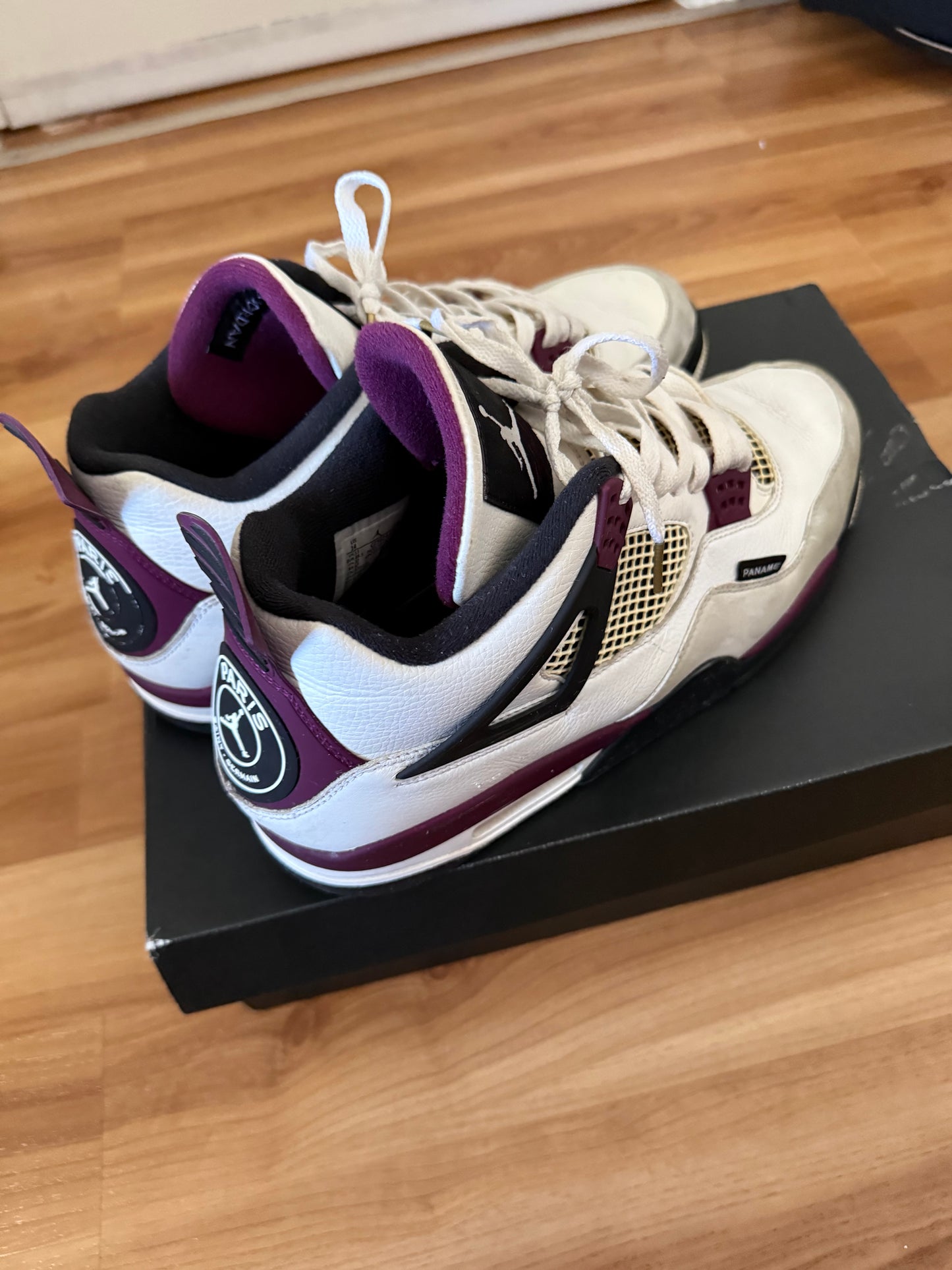 Jordan 4 Retro PSG Paris Saint-Germain White Purple Leather