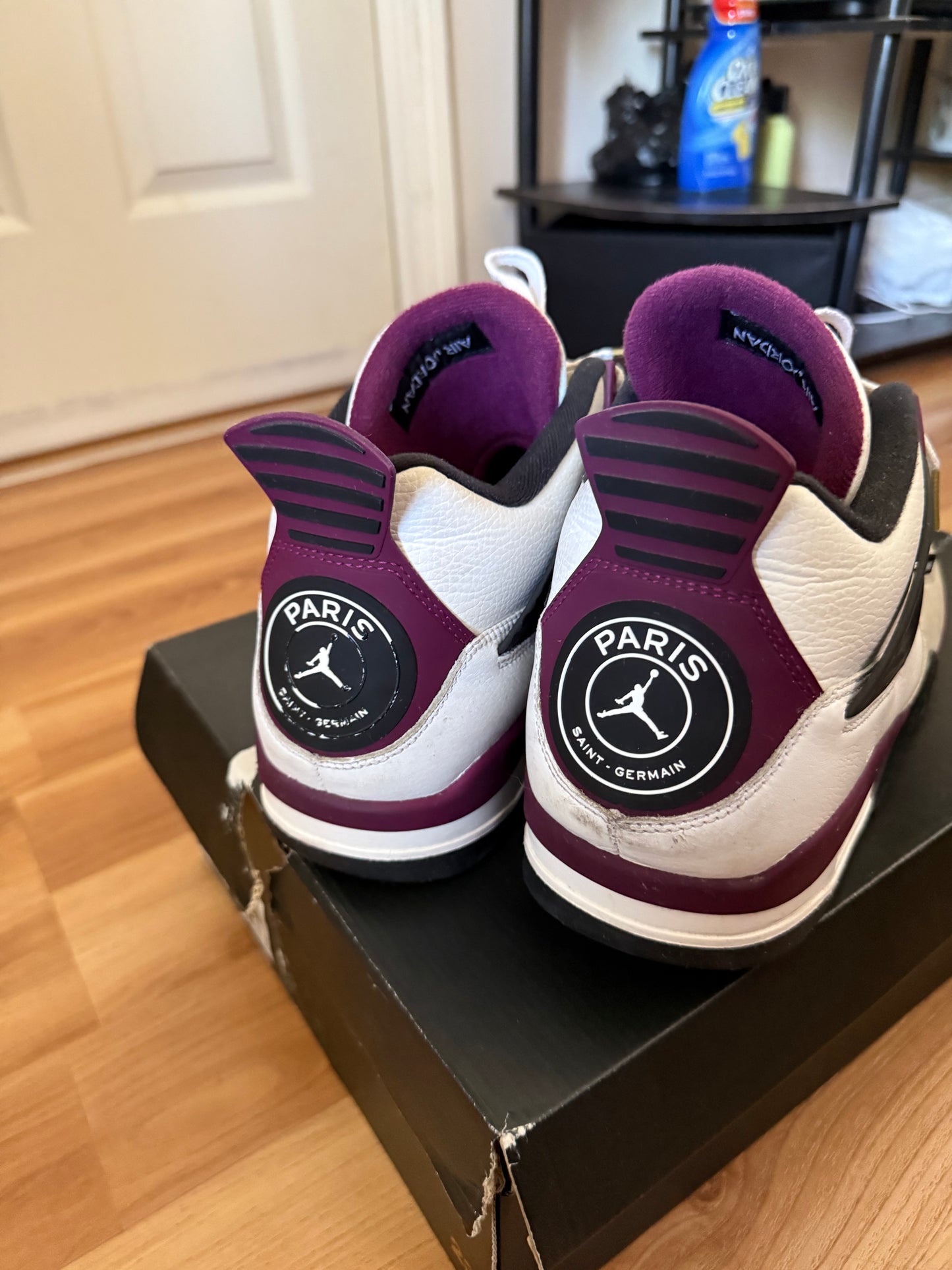 Jordan 4 Retro PSG Paris Saint-Germain White Purple Leather